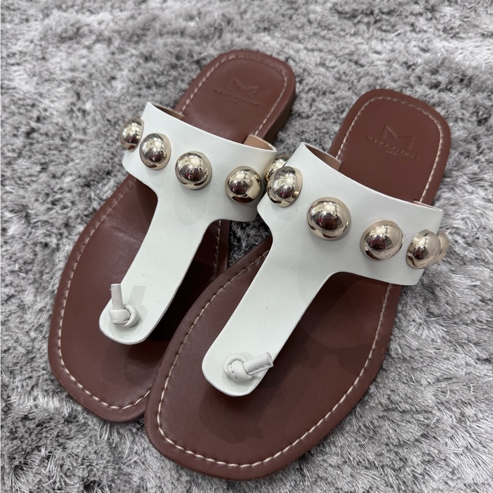 Marc Fisher Gold and White Sandals